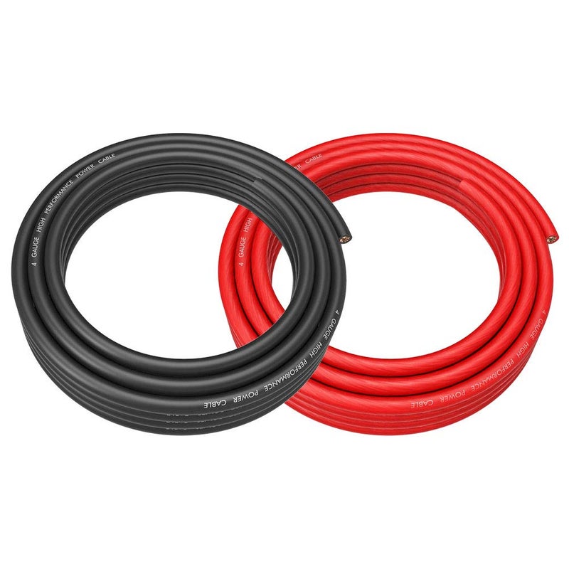 ROCKRIX 4 Gauge 25ft Black and 25ft RED Car Audio Power Ground Soft Touch Wire Cable - Image 1
